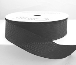 Wired Black Linen Halloween Ribbon 1 1/2"