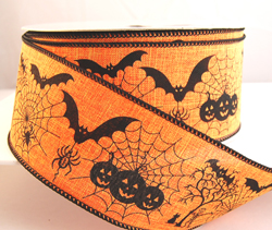 Goosie Orange and Black Halloween Scene Ribbon