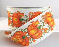 Wired Pumpkin Glitter Gold Fall Ribbon