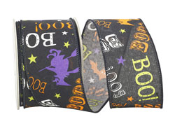 Black Orange and White Witch Boo Ribbon